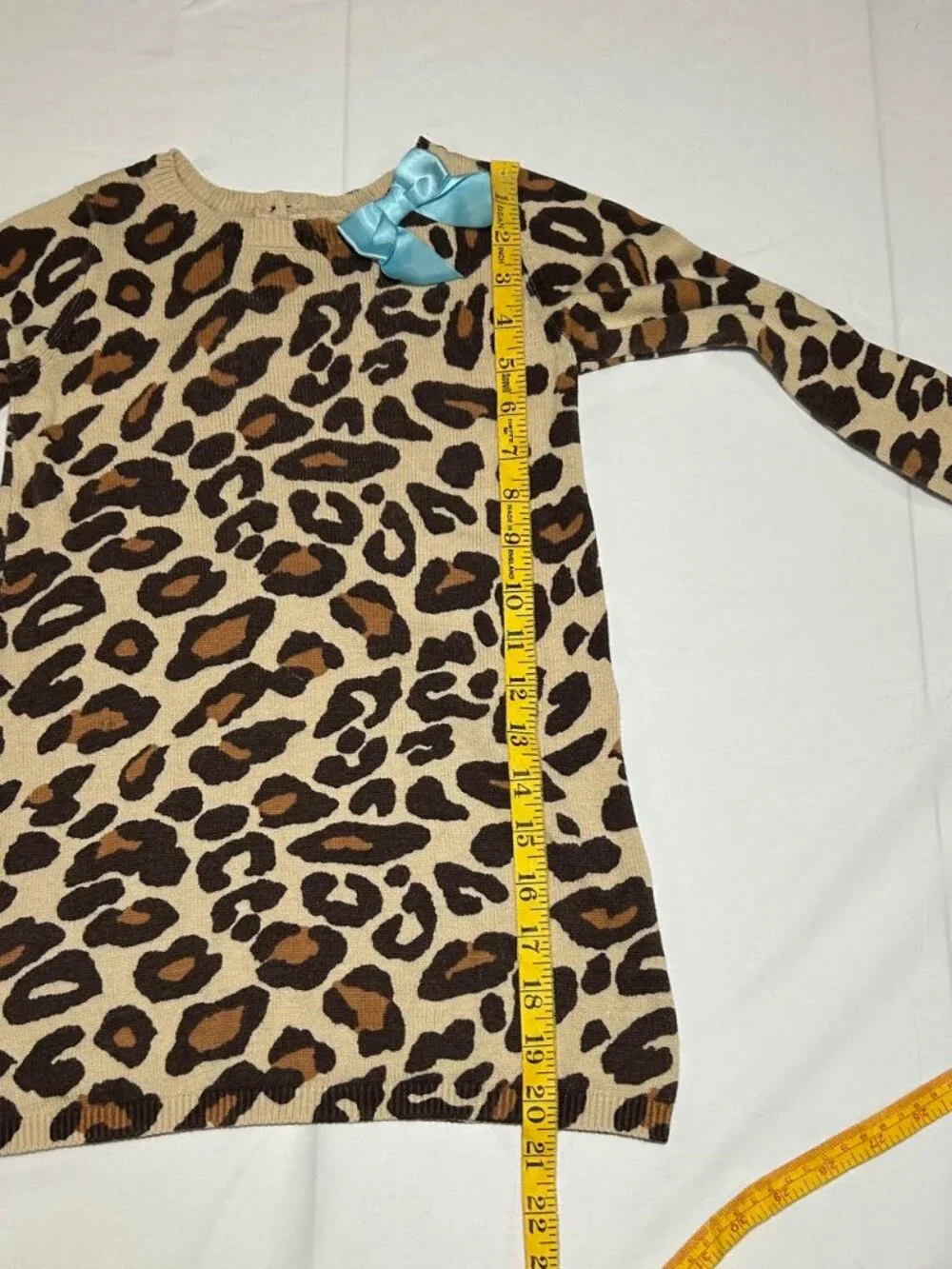 Gymboree Girls Size 3T Tan Brown Cheetah Print Long Sleeve Sweater Dress Classic